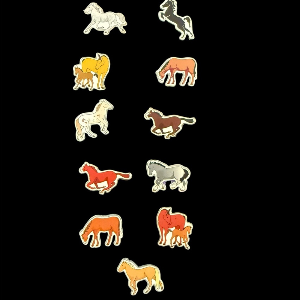 VTG 2003 Safari Horse Magnets With Magnet Double Sided Kids Kitchen?? Play Set?